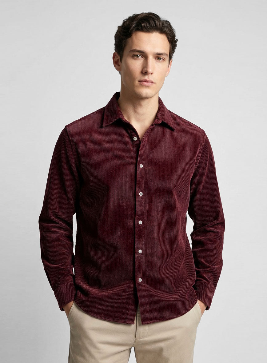 Berry Wine Corduroy Shirt - StudioSuits