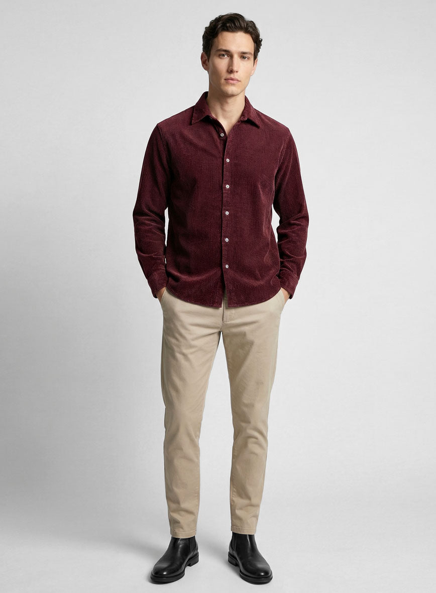Berry Wine Corduroy Shirt - StudioSuits