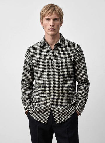 Big Houndstooth BW Tweed Shirt - StudioSuits