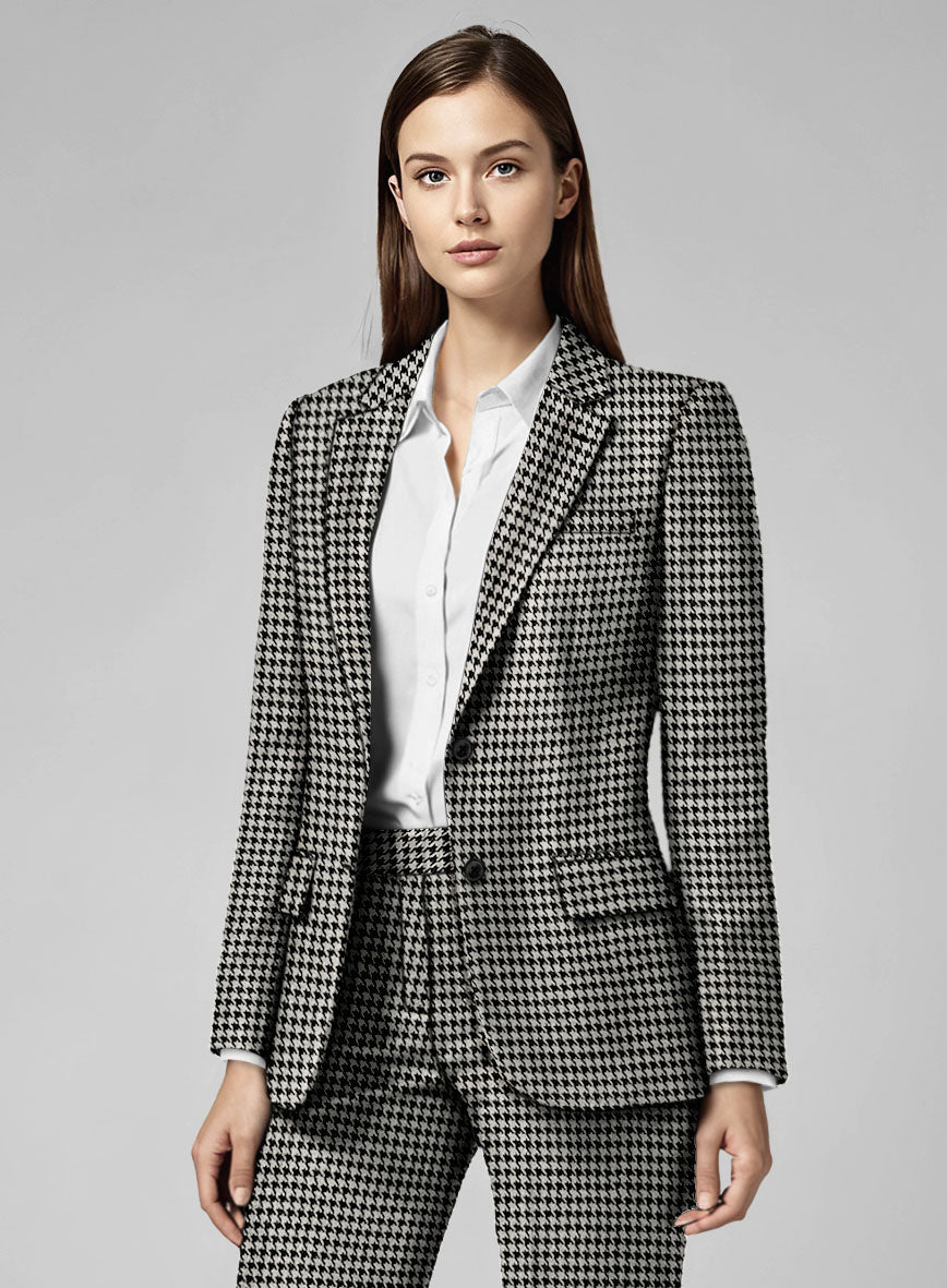 Women's Big Houndstooth BW Tweed Suit - StudioSuits