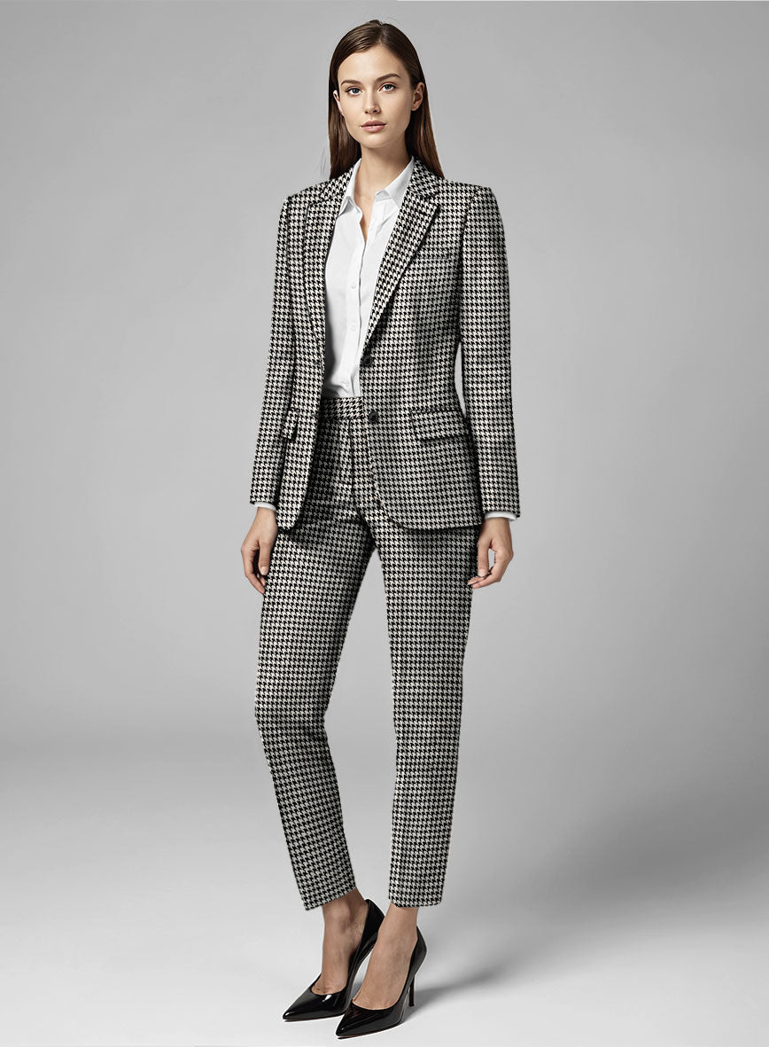 Women's Big Houndstooth BW Tweed Suit - StudioSuits