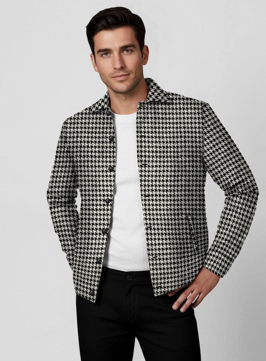 Trucker Big Houndstooth BW Tweed Shirt - StudioSuits