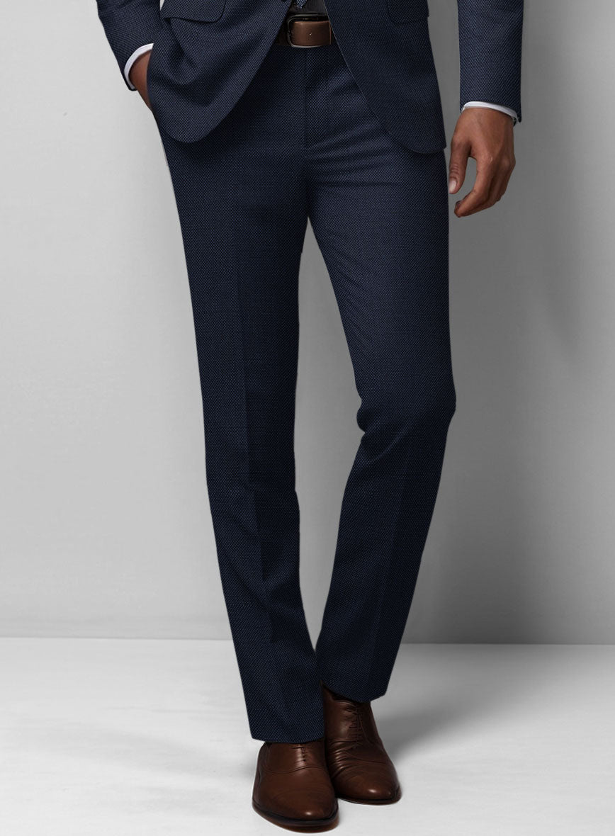Birdseye Wool Blue Pants - StudioSuits