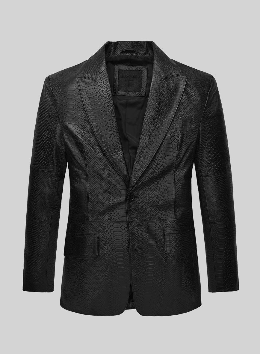 Black Python Catwalk Leather Blazer # 2 – StudioSuits