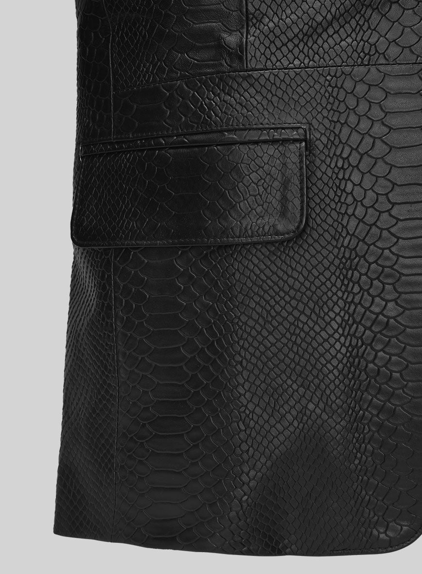 Black Python Catwalk Leather Blazer # 2 - StudioSuits