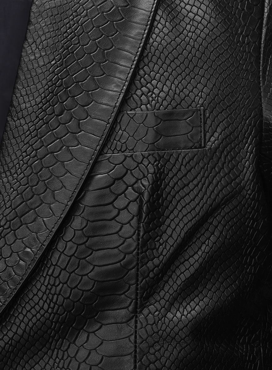 Black Python Catwalk Leather Blazer # 2 - StudioSuits