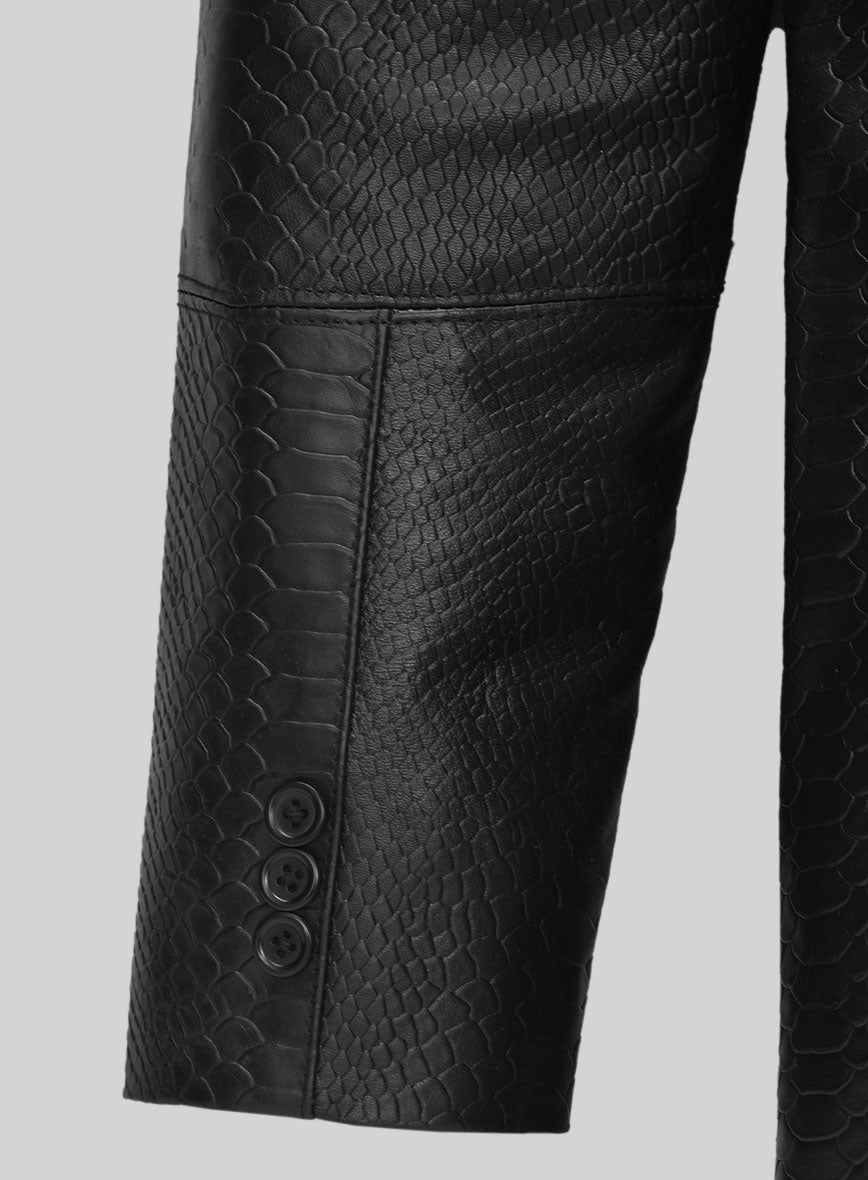 Black Python Catwalk Leather Blazer # 2 - StudioSuits