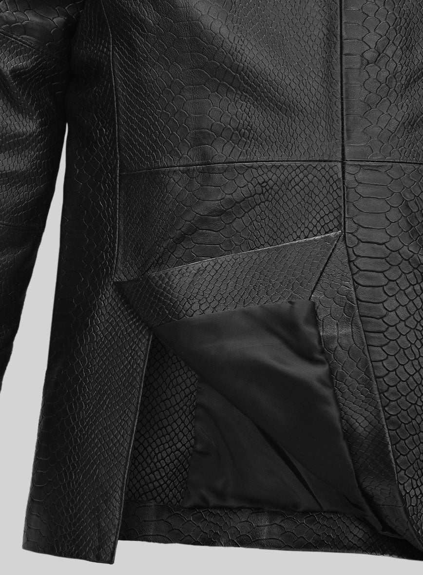 Black Python Catwalk Leather Blazer # 2 - StudioSuits