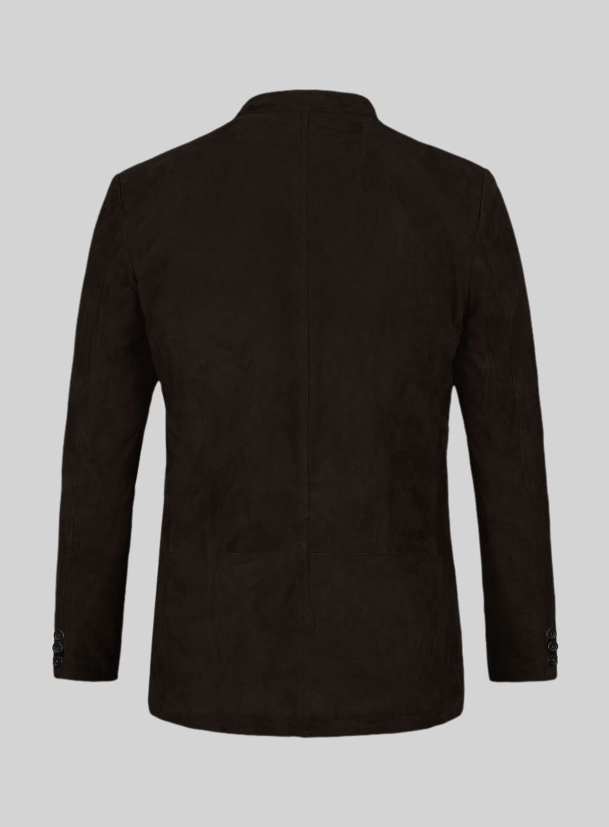 Black Coffee Suede Leather Blazer - #712 - StudioSuits