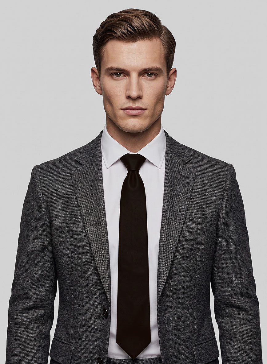 Black Coffee Suede Leather Tie - StudioSuits