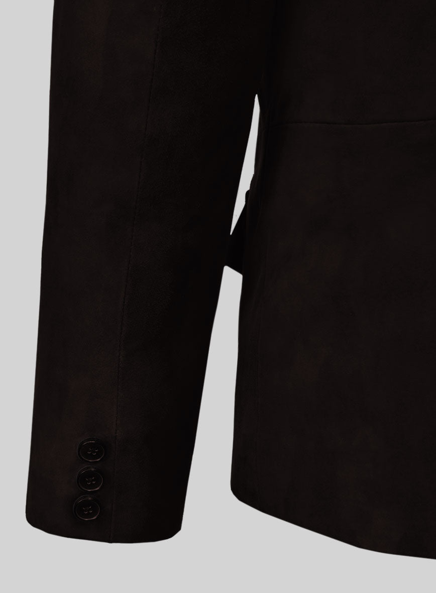 Black Coffee Suede Western Leather Blazer - StudioSuits