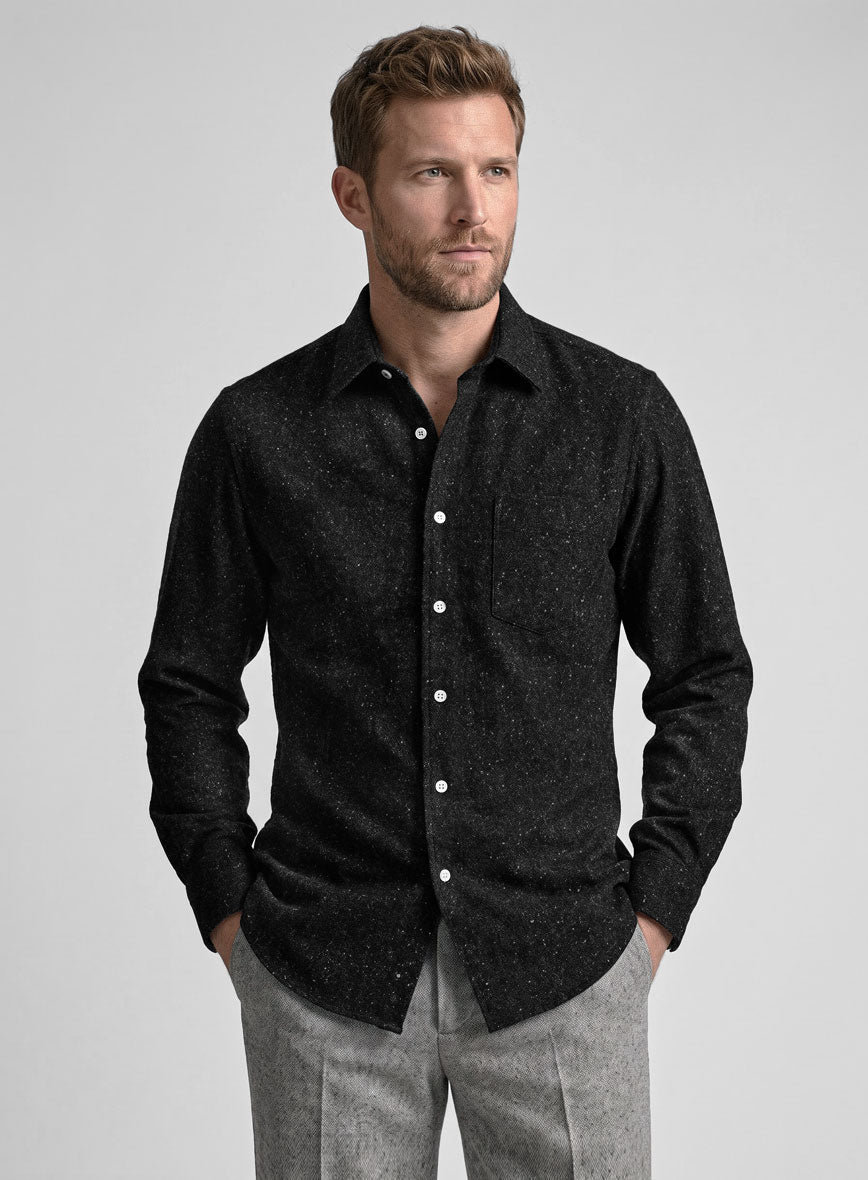 Black Flecks Donegal Tweed Shirt - StudioSuits