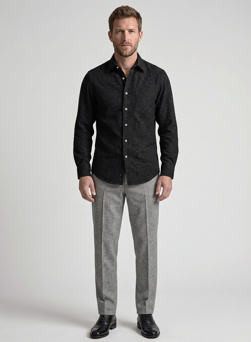 Black Flecks Donegal Tweed Shirt - StudioSuits