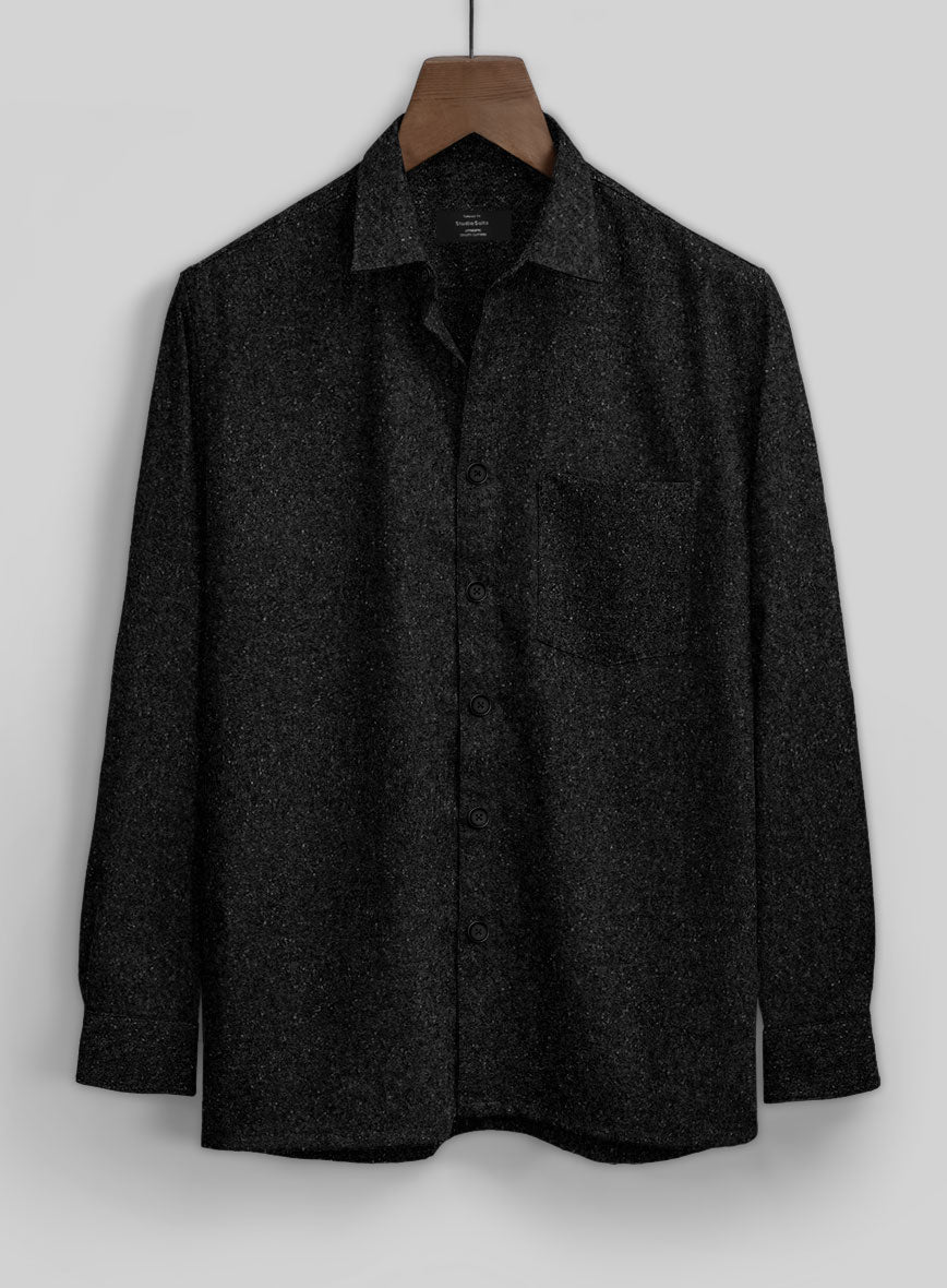Black Flecks Donegal Tweed Shirt - StudioSuits