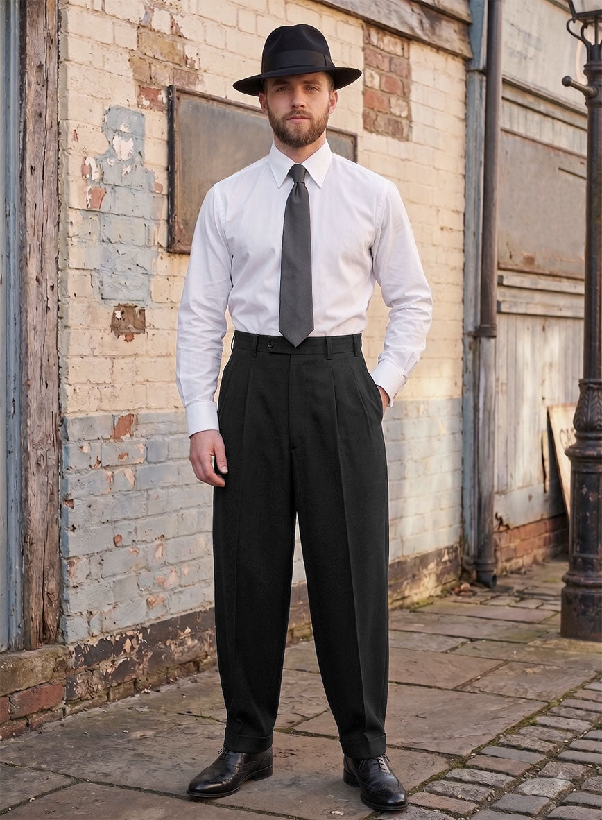 Black Merino Wool Zoot Suit - StudioSuits