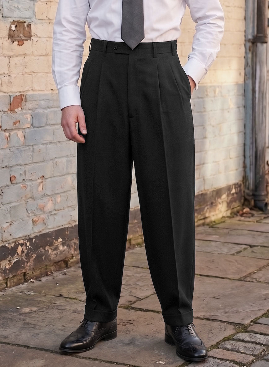Black Merino Wool Zoot Suit - StudioSuits
