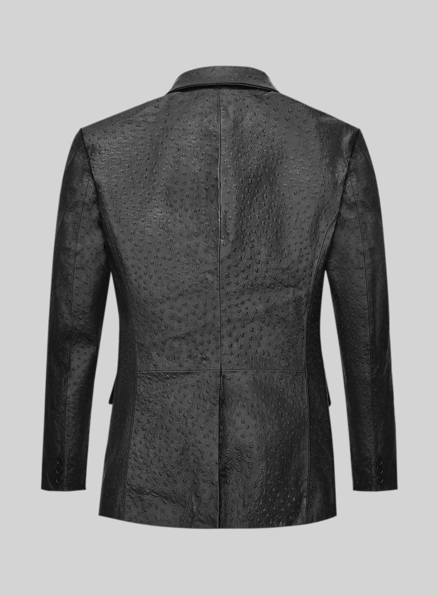 Black Ostrich Leather Blazer - StudioSuits