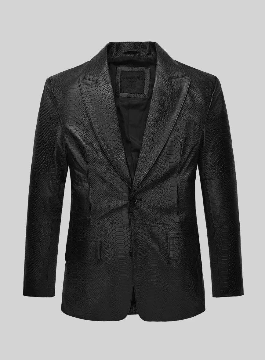 Black Python Catwalk Leather Blazer # 2 - StudioSuits