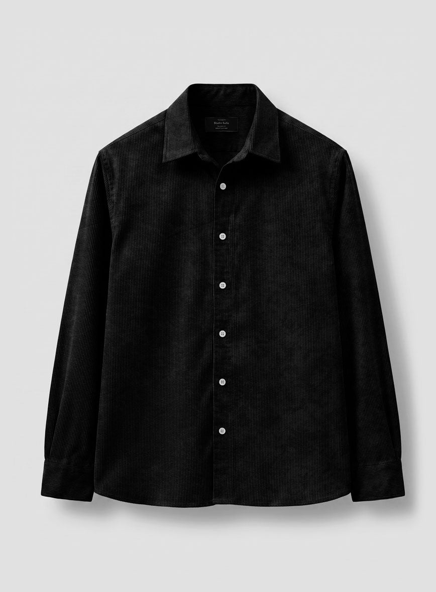 Black Stretch Pin Corduroy Shirt - StudioSuits