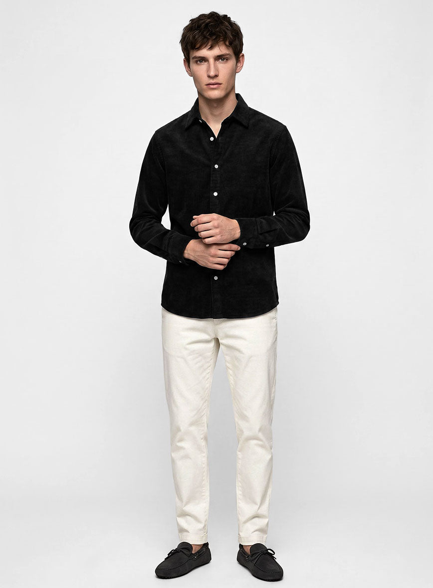 Black Stretch Pin Corduroy Shirt - StudioSuits