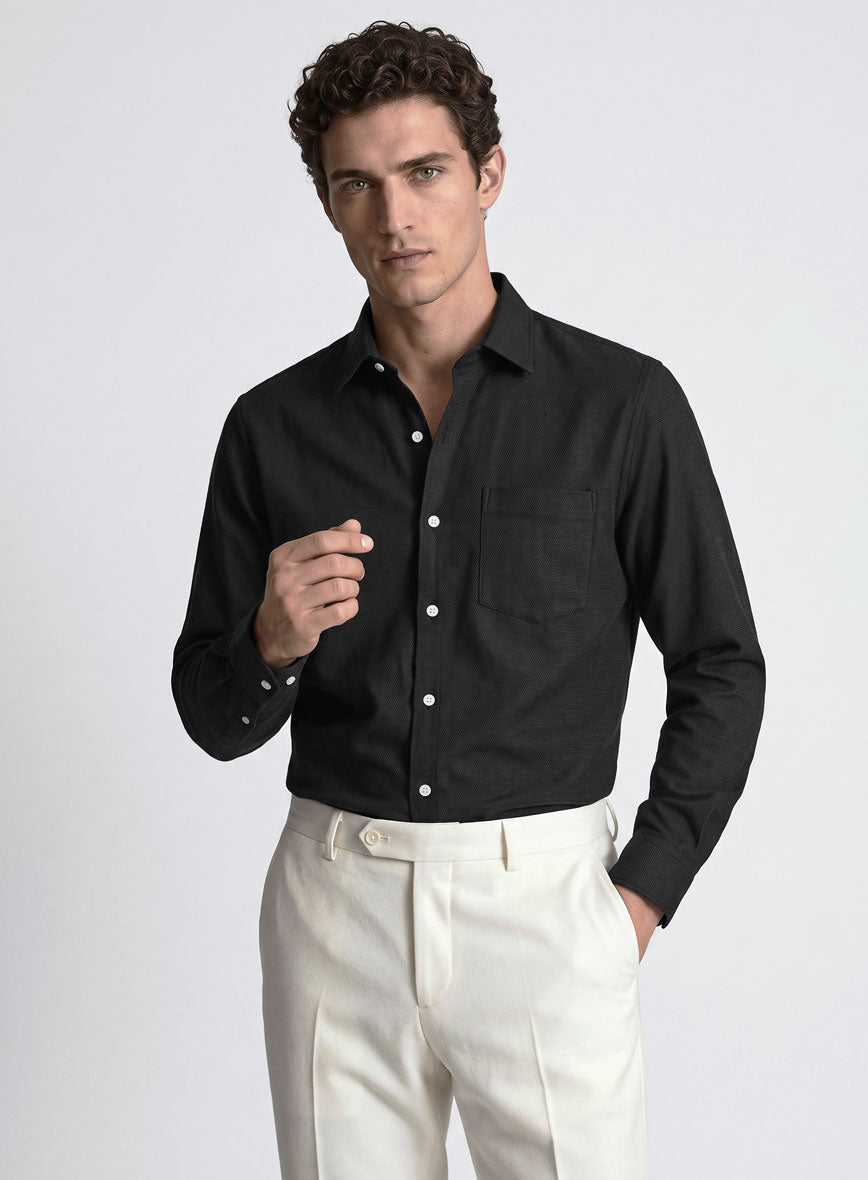 Black Stretch Poplene Shirt - StudioSuits