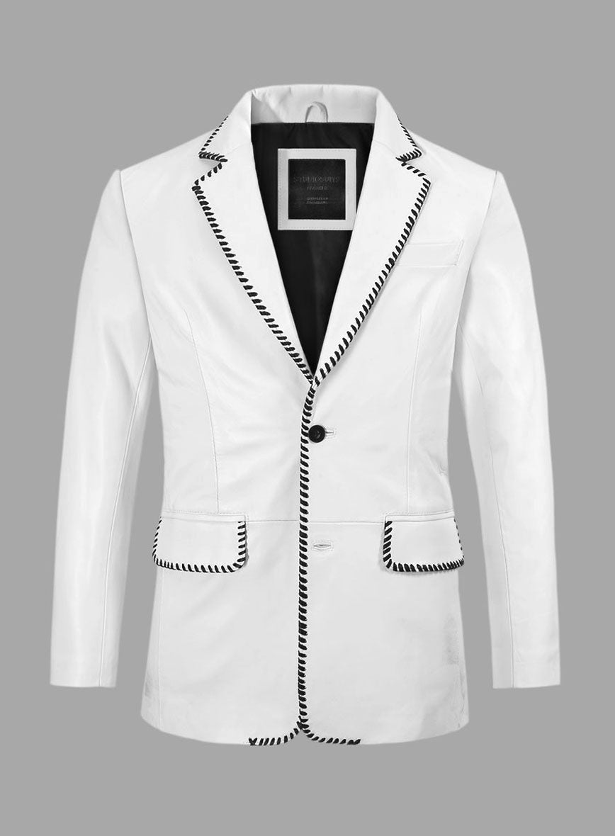 Black Striped White Medieval Blazer - StudioSuits