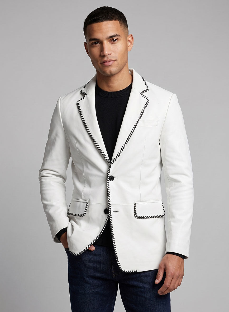 Black Striped White Medieval Blazer - StudioSuits