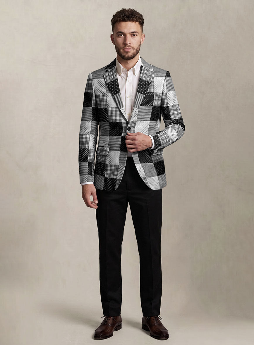 Black & White Madras Patchwork Combination Suit - StudioSuits
