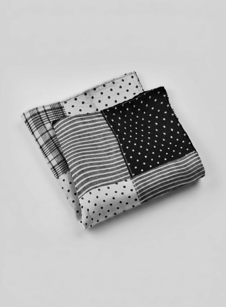 Pocket Square - Black & White Madras Patchwork - StudioSuits