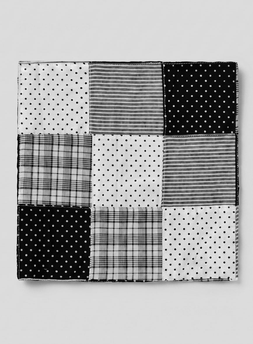 Pocket Square - Black & White Madras Patchwork - StudioSuits