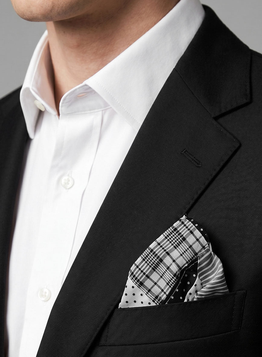 Pocket Square - Black & White Madras Patchwork - StudioSuits