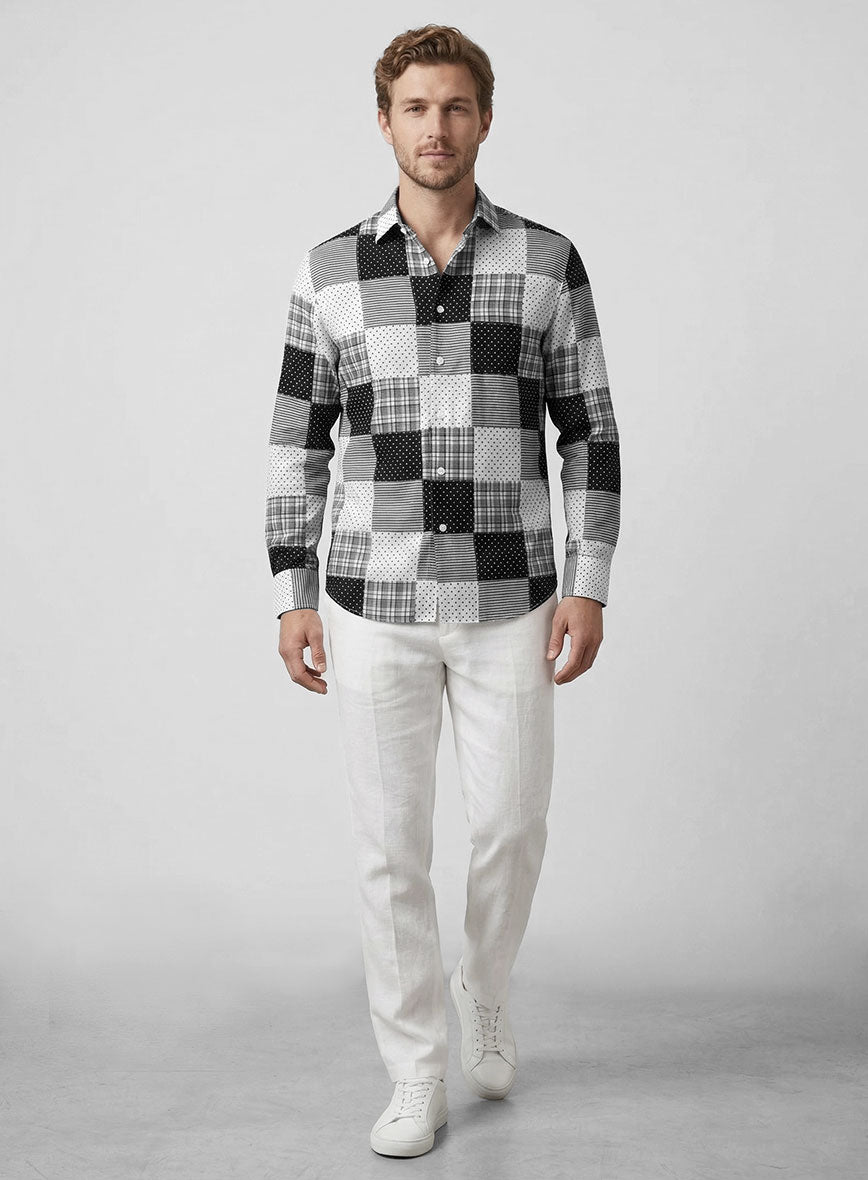 Black & White Madras Patchwork Shirt - StudioSuits