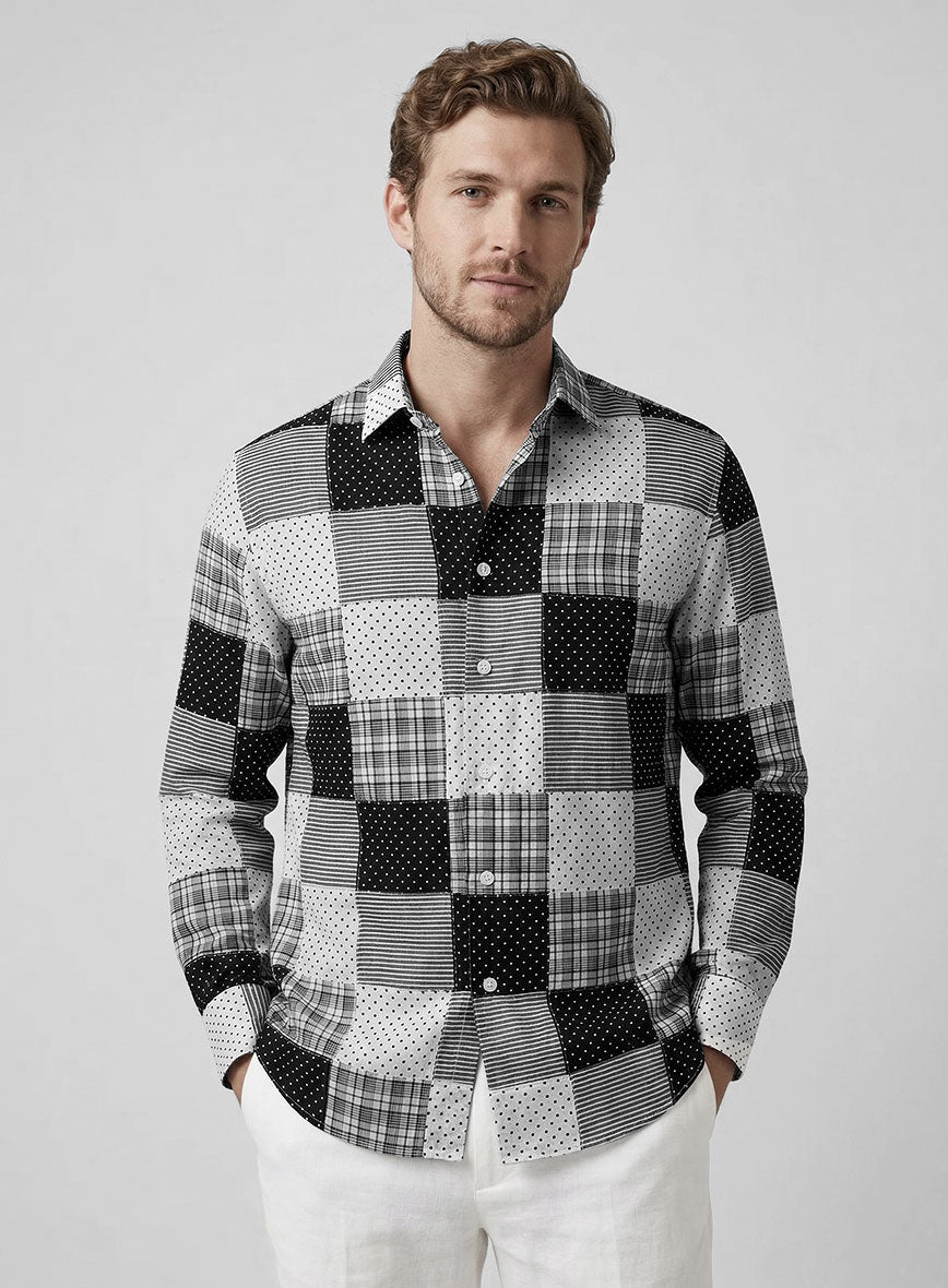 Black & White Madras Patchwork Shirt - StudioSuits