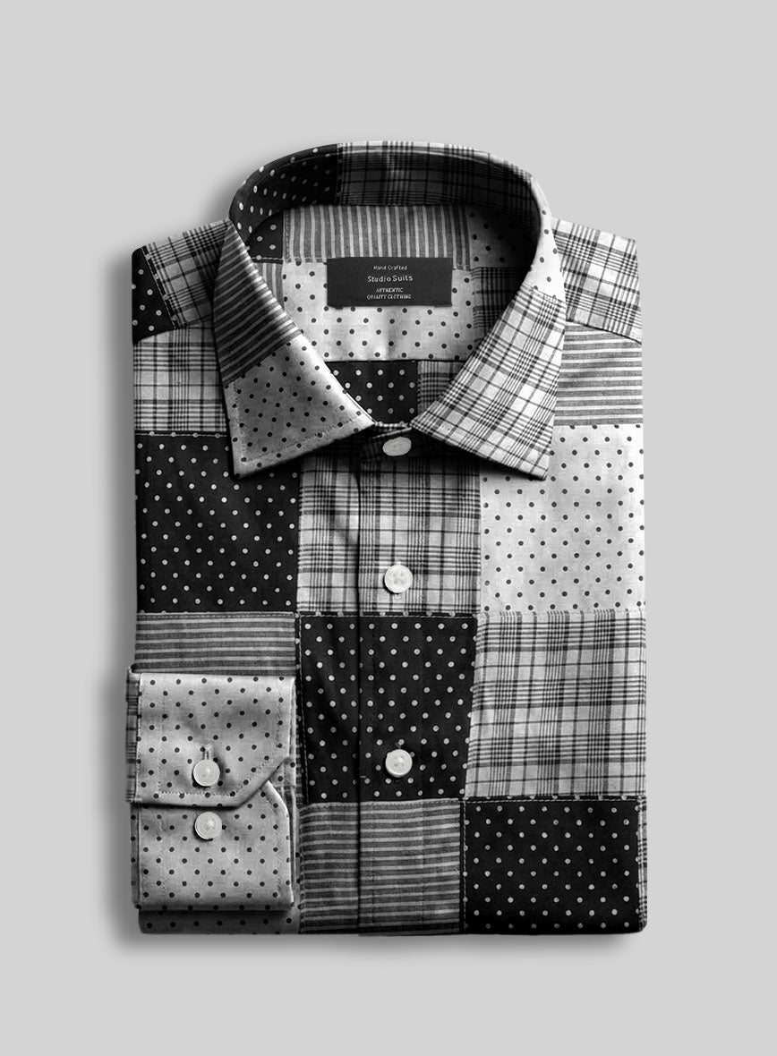 Black & White Madras Patchwork Shirt - StudioSuits