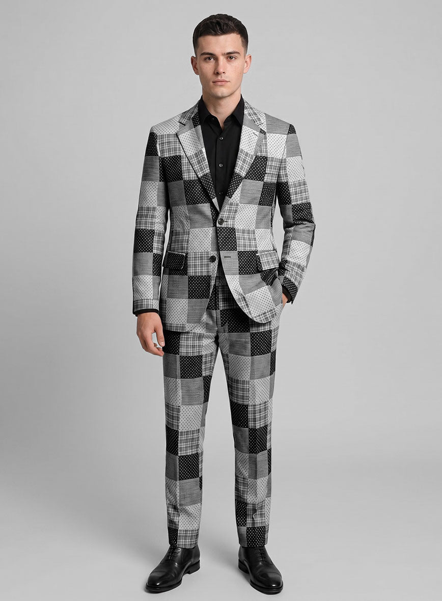 Black & White Madras Patchwork Suit - StudioSuits