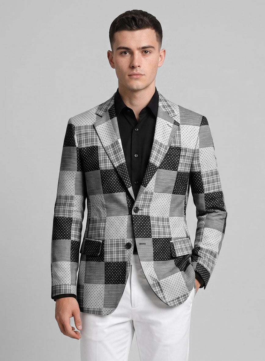 Black & White Madras Patchwork Suit - StudioSuits