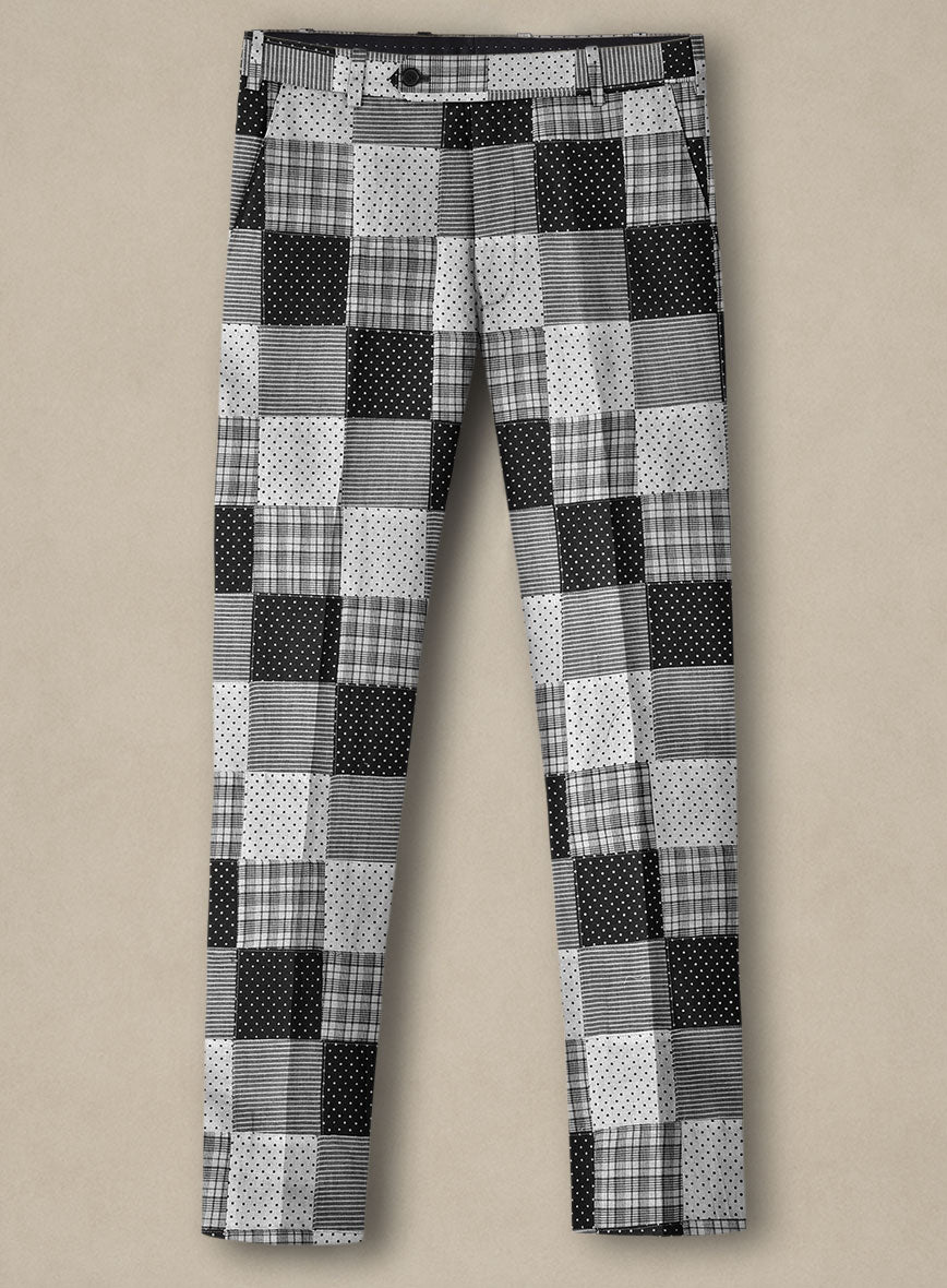Black & White Madras Patchwork Pants - StudioSuits