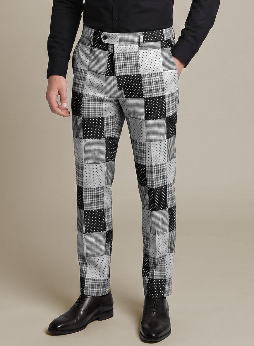 Black & White Madras Patchwork Pants - StudioSuits