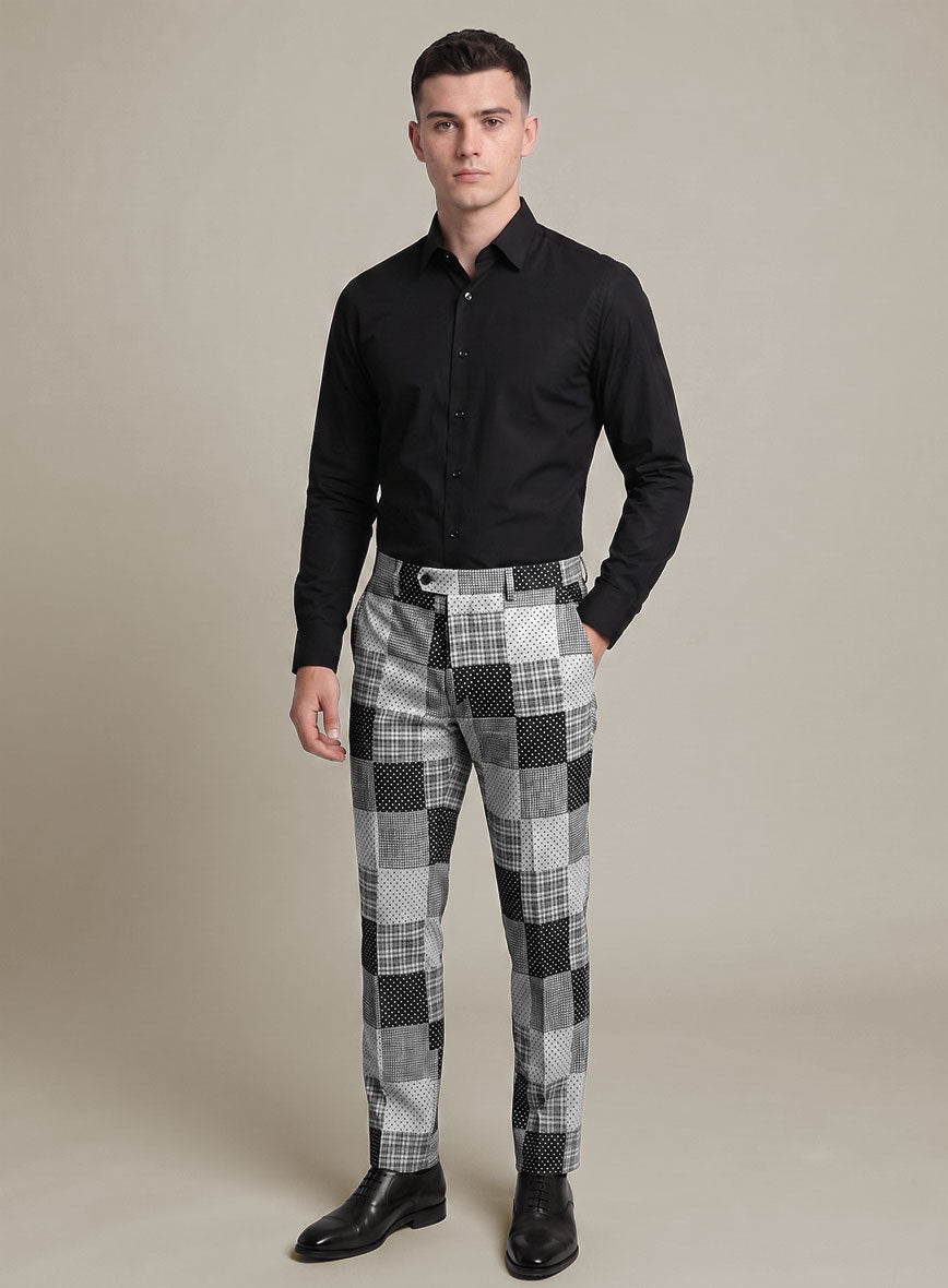 Black & White Madras Patchwork Pants - StudioSuits