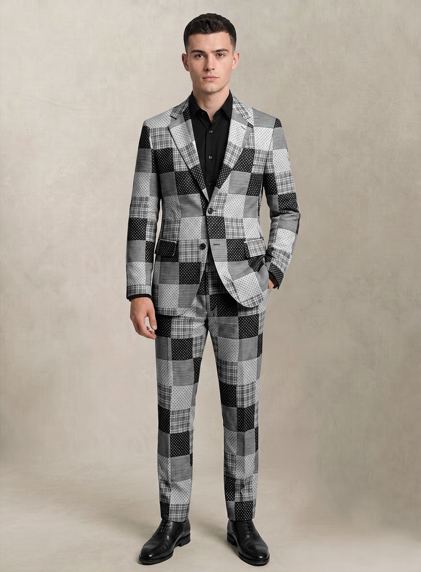 Black & White Madras Patchwork Suit - StudioSuits