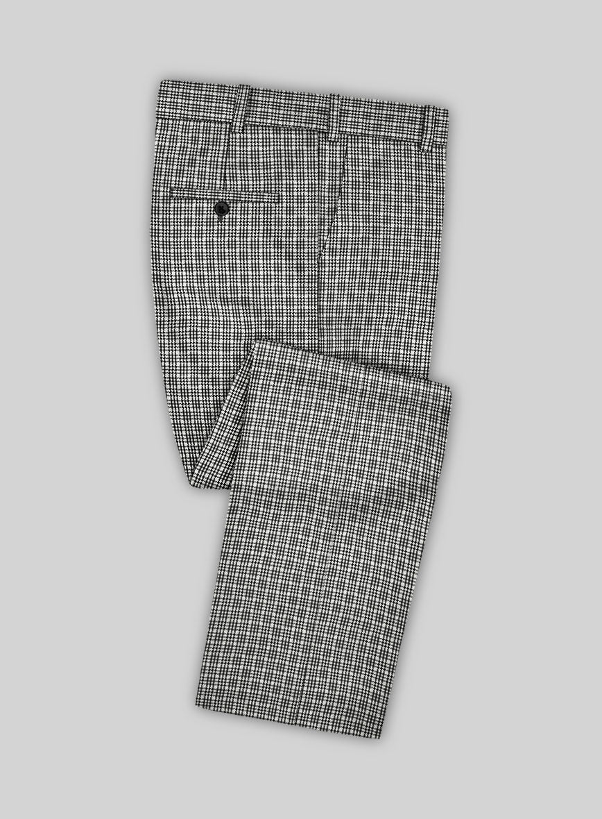 Black and White Modern Houndstooth Wool Pants - StudioSuits