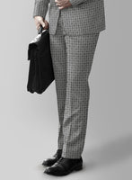 Black and White Modern Houndstooth Wool Pants - StudioSuits