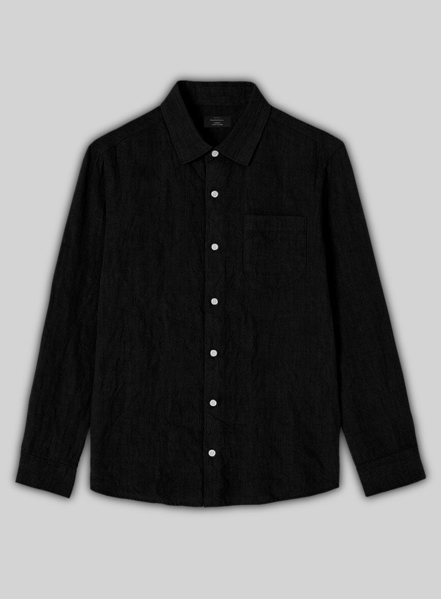 Black Cotton Linen Shirt - StudioSuits