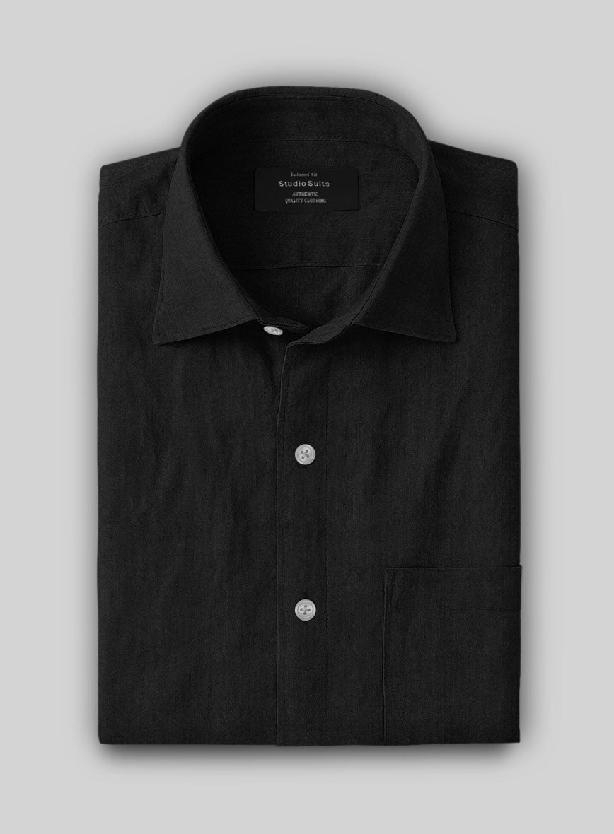 Black Cotton Linen Shirt - StudioSuits