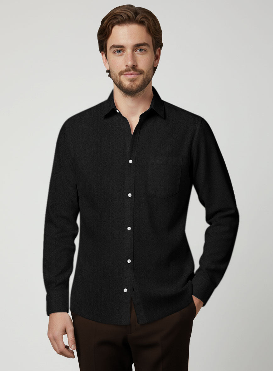 Black Cotton Linen Shirt - StudioSuits