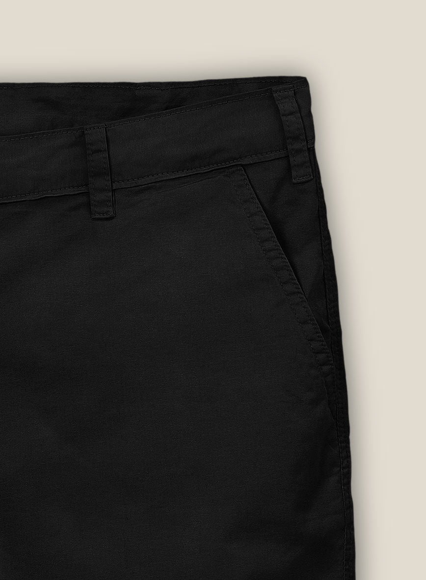 Black Cotton Power Stretch Chino Shorts - StudioSuits