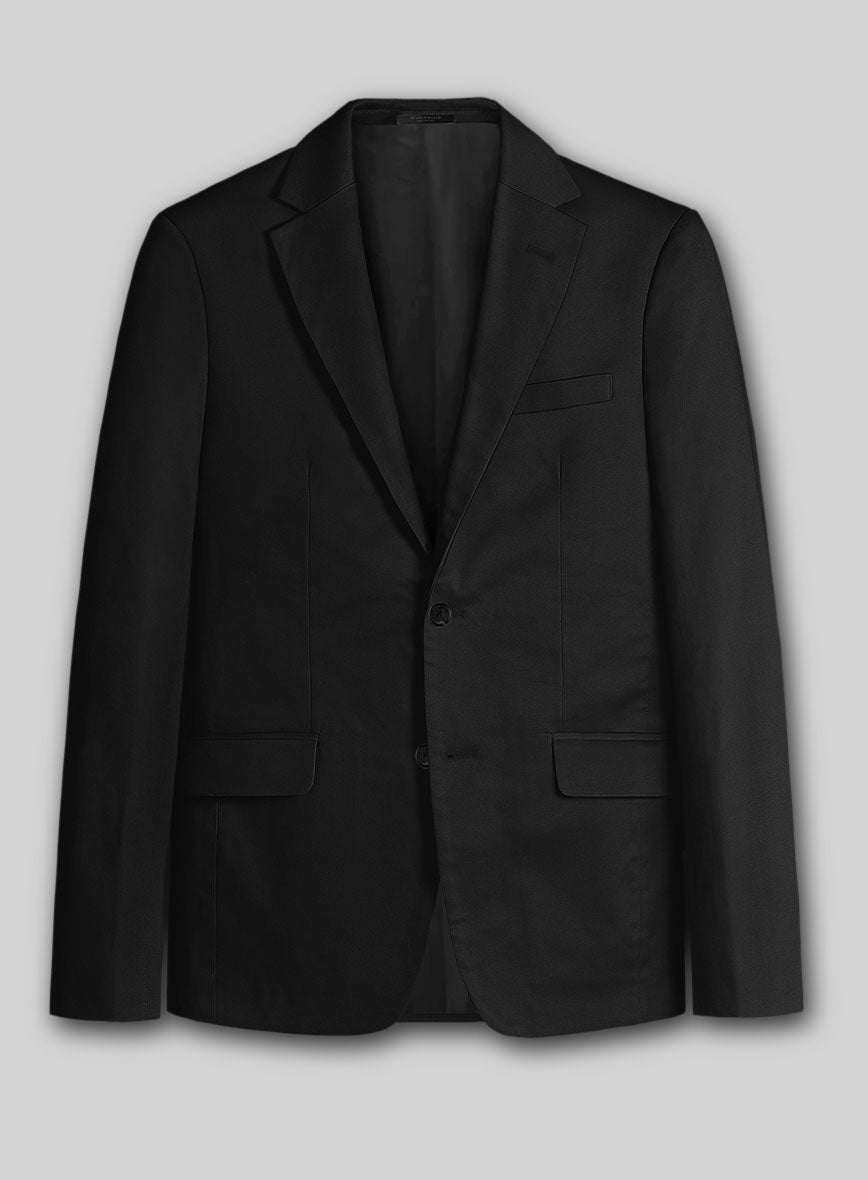 Black Cotton Power Stretch Chino Jacket - StudioSuits