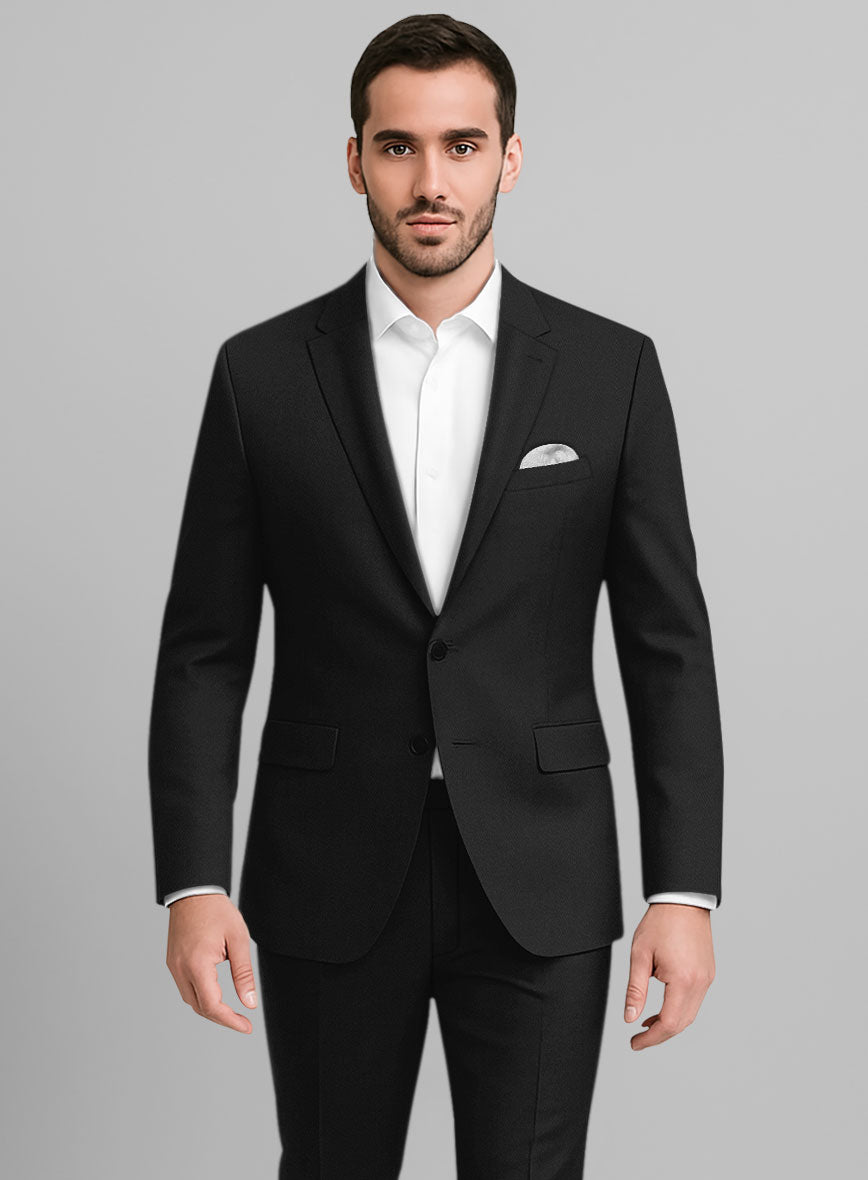 Black Cotton Power Stretch Chino Jacket - StudioSuits