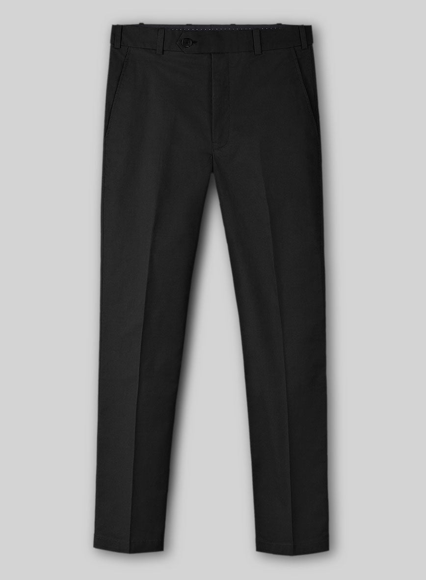 Black Cotton Power Stretch Chino Pants - StudioSuits