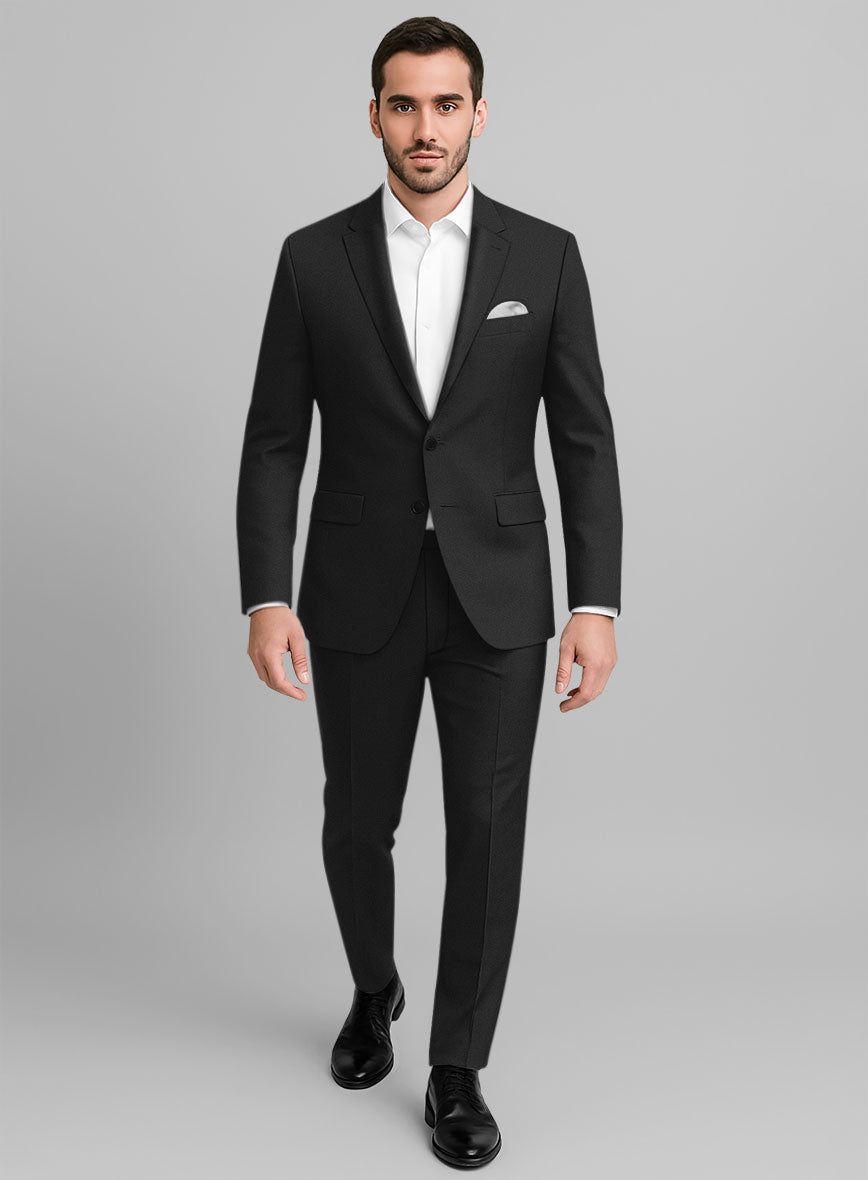 Black Cotton Power Stretch Chino Suit - StudioSuits